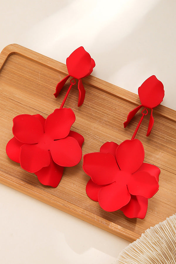 Dopamine Flower Retro Metal Stud Earrings