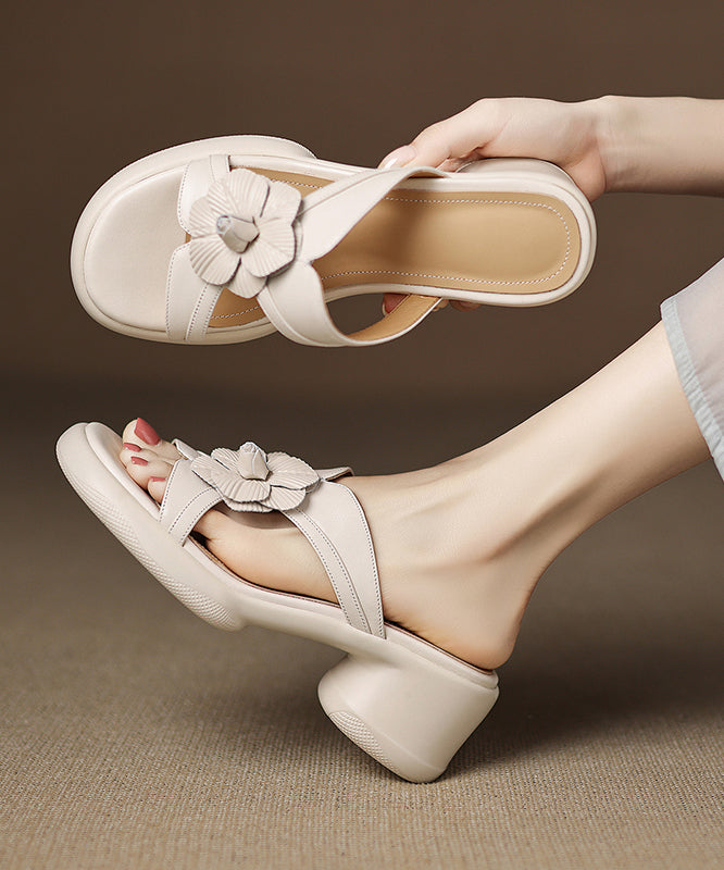 Black Suede Floral Splicing Slide Sandals Peep Toe