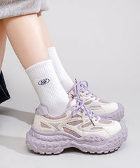 Stylish Lace Up Splicing Platform Blue Breathable Mesh Sport Shoes