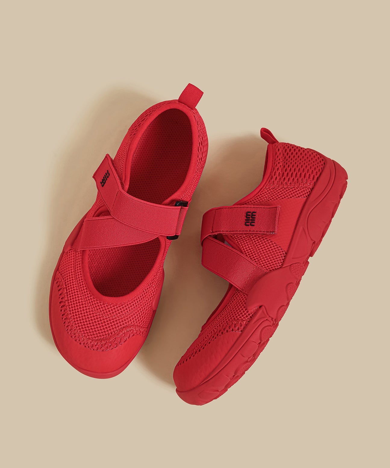 Handmade Splicing Flat Shoes For Women Red Breathable Mesh