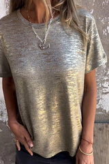 Bronzing Round Neck Short-sleeved T-shirt