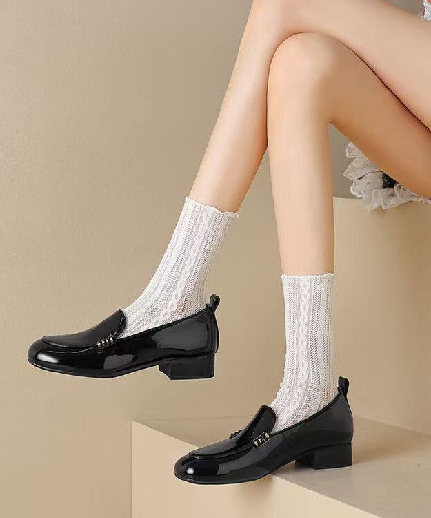 Stylish Splicing Chunky Loafer Shoes Red Sheepskin