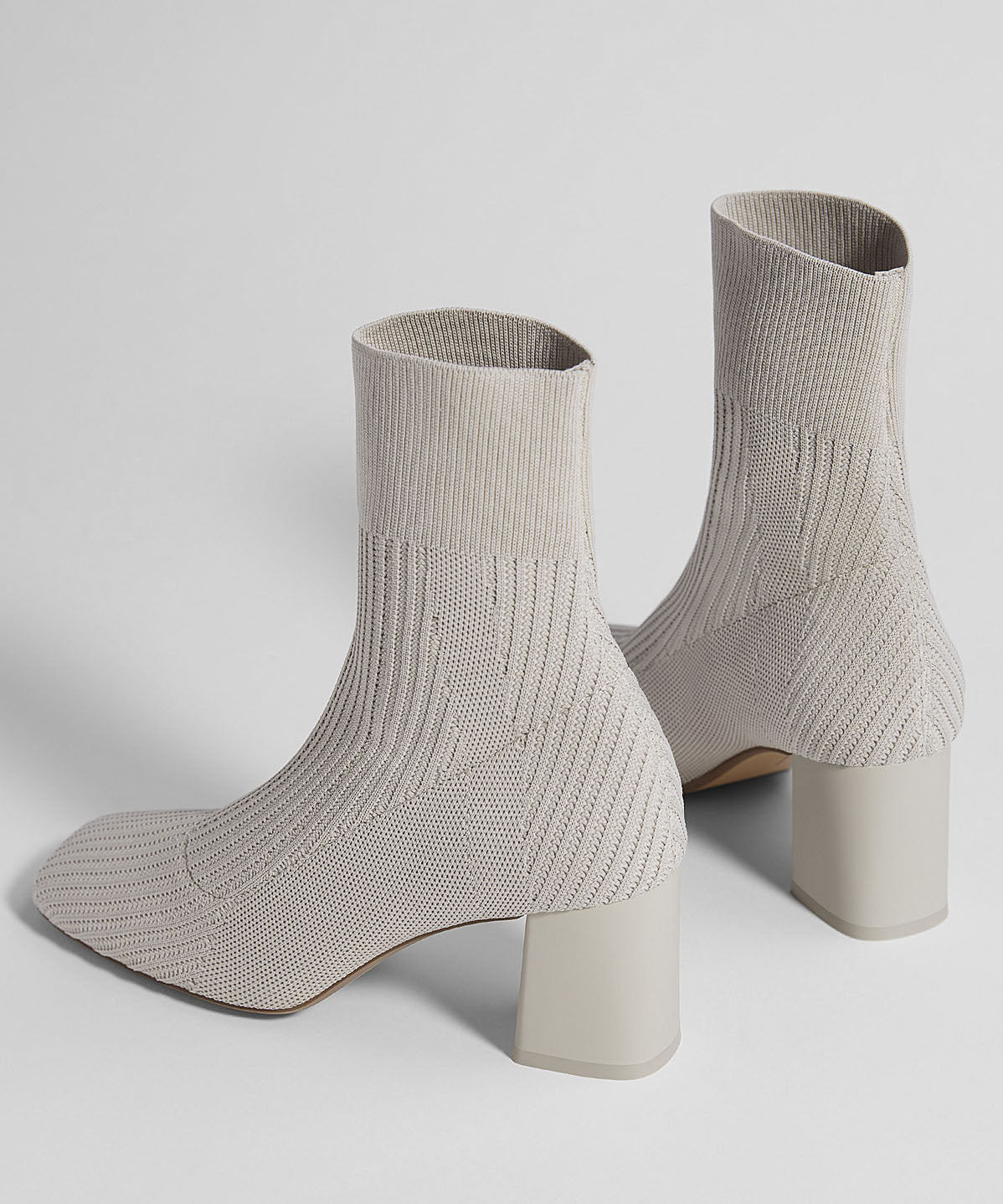 Grey Stretch Fabric Splicing Chunky Boots