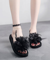 Fashionable Flower Beach Slide Sandals Peep Toe