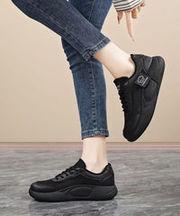 Black Platform Breathable Mesh Stylish Splicing Flat Feet Shoes