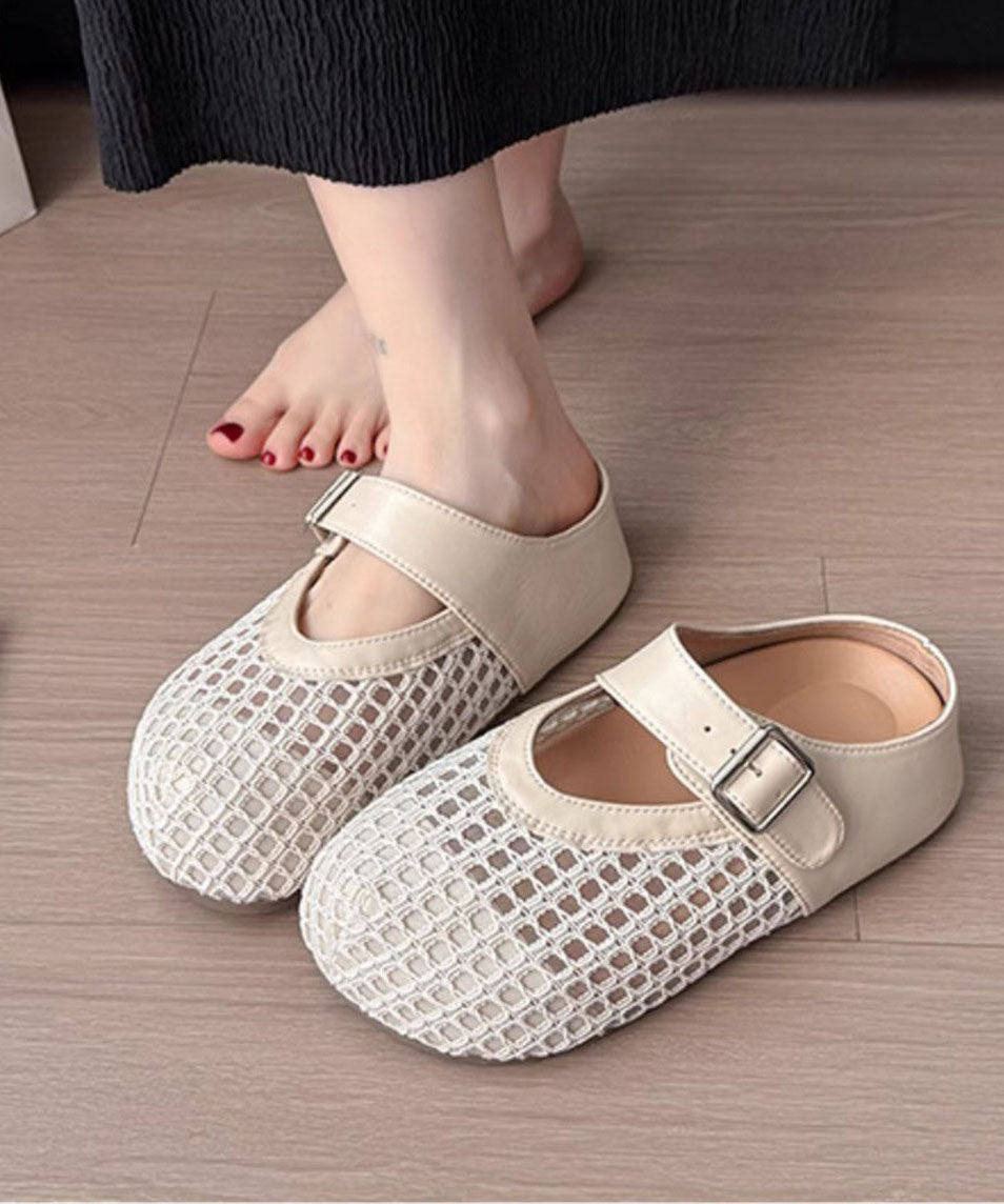 Brown Platform Faux Leather Splicing Slide Sandals