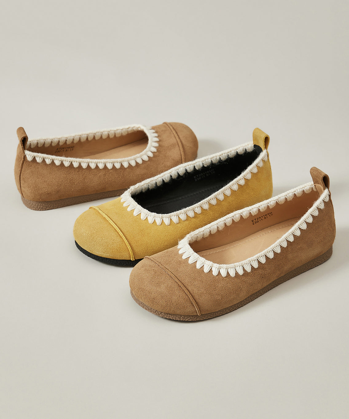 Comfy Splicing Flat Shoes Yellow Suede