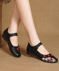 Khaki Genuine Leather Soft Splicing Flat Shoes