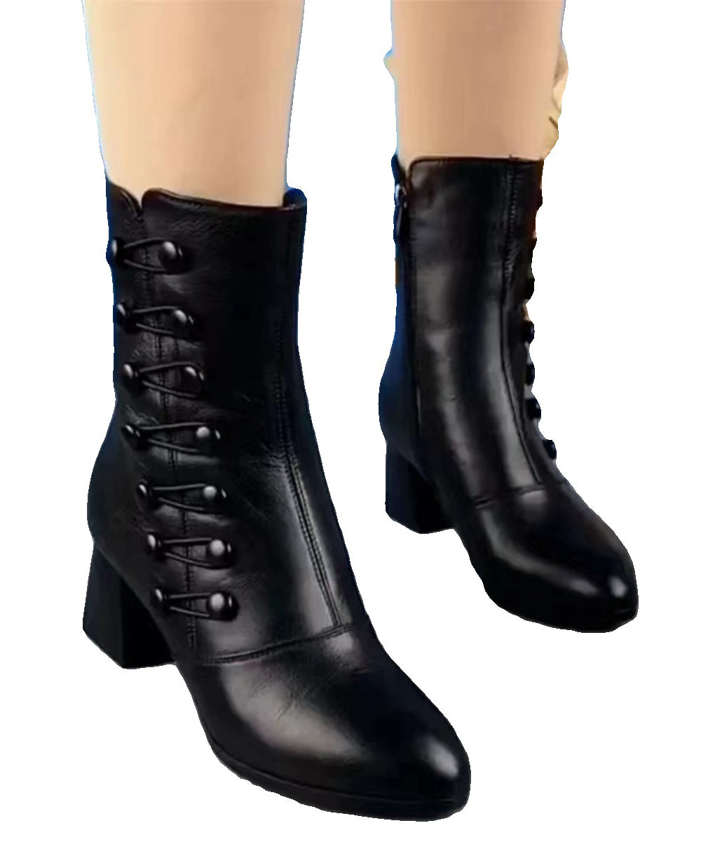 Versatile Chunky Boots Black Soft Comfortable