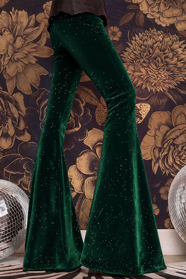 Velvet High-waisted Draped Casual Flared Pants