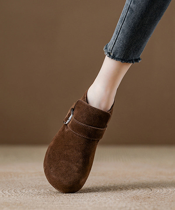 Light Brown Platform Suede Splicing Flat Feet Shoes