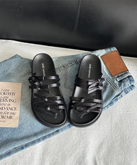 New Fashion Versatile Silver Bow Platform Slide Sandals