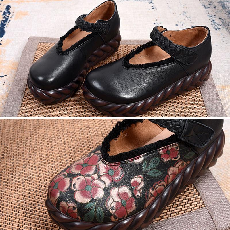 Real Leather Sponge Retro Casual Shoes
