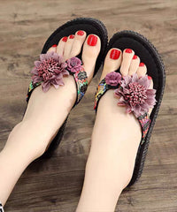 Coffee Floral Holiday Thong Sandals
