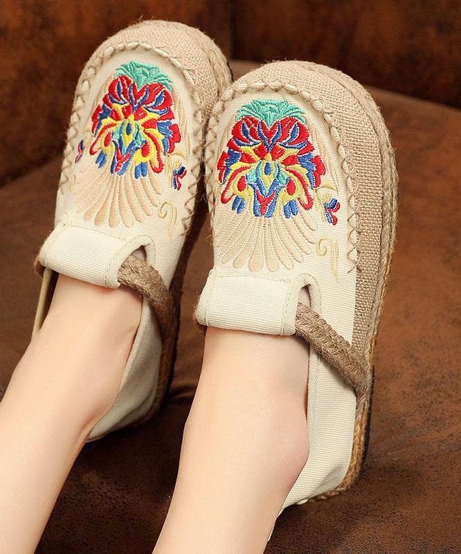 Flats Black Embroideried Cotton Fabric Flats Shoes