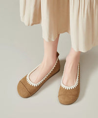 Comfy Splicing Flat Shoes Yellow Suede