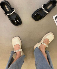 Beige Flats Faux Leather Boutique Buckle Strap Flat Feet Shoes