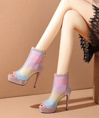 Stylish Rainbow Breathable Mesh Stiletto Splicing Sandals