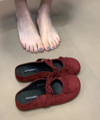 French Yellow Bow Splicing Wedge Slide Sandals