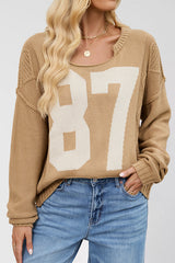 Digital Jacquard Loose Long-sleeved Knit Sweater