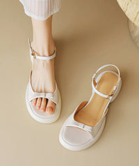 Women Bow Splicing Platform Sandals Purple Cowhide Leather