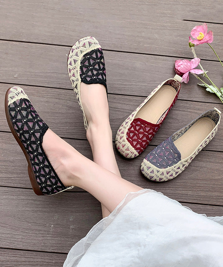 Casual Red Breathable Soft Soled Flats Shoes