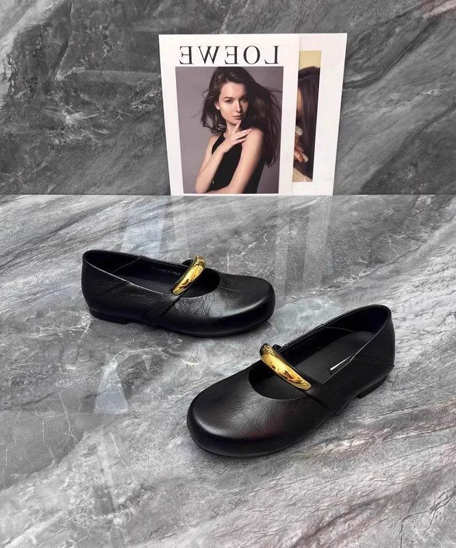 Beautiful Splicing Comfy Flat Shoes Black Faux Leather