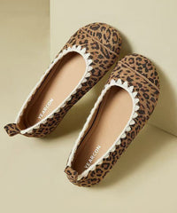 Casual Comfy Leopard Splicing Flat Shoes Suede