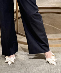 Chic Beige Bow Splicing High Heel Sandals Pointed Toe