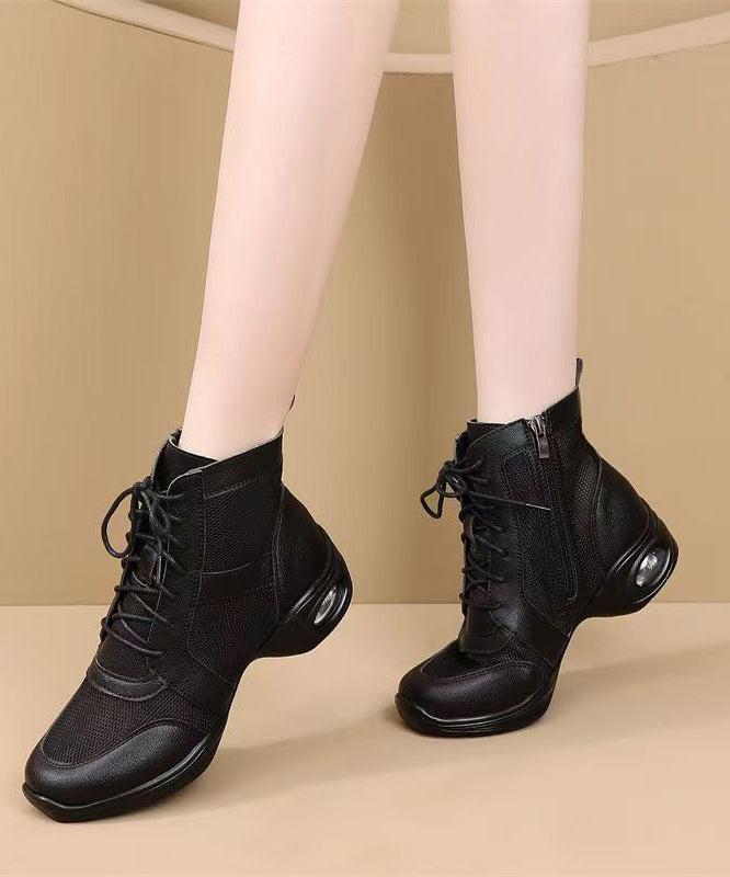 White Chunky Breathable Mesh Splicing Boots Lace Up