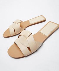 Casual Denim Blue Cross Strap Flat Slippers Peep Toe Toes Summer 2025