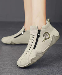 Spring Pink Comfortable Zipper Spliced Flat Shoes