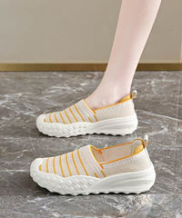 Yellow Breathable Mesh Flat Shoes For Women Splicing