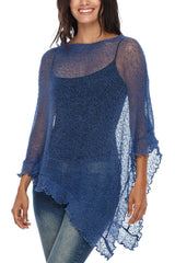 Solid Color Loose-fitting See-through Irregular Casual Cover-up