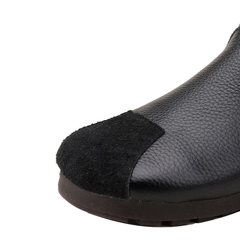 Vintage Zipper Splicing Leather Boots