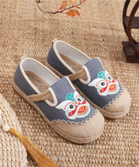 Black Comfy Bohemian Embroidery Flat Feet Shoes