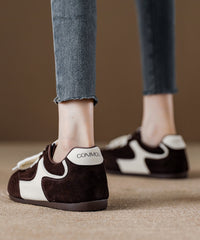 Red Lace Up Platform Suede Splicing Flat Shoes