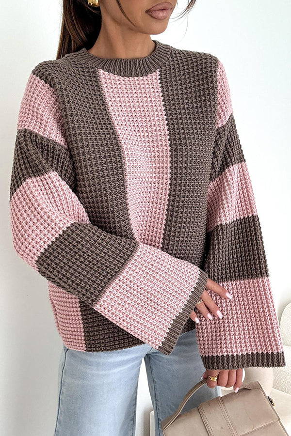 Colorblock Loose Long-sleeved Casual Knitted Sweater