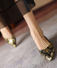 Black Flat Shoes For Sheepskin Beautiful Splicing Pointed Toe