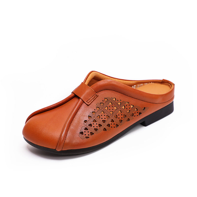 Summer Hollow Leather Casual Slippers