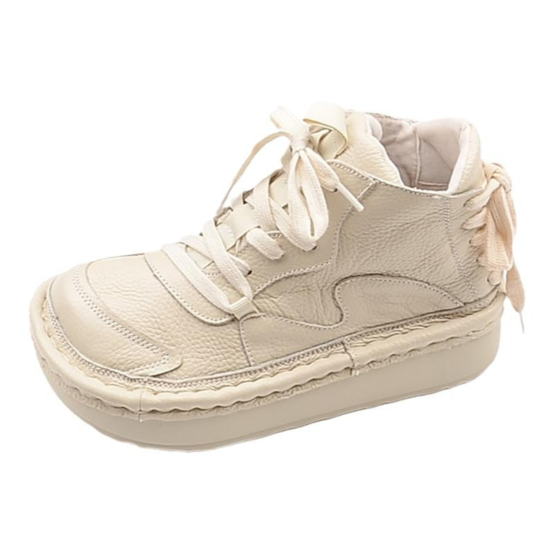 Autumn Leather Thick-Soled Retro Casual Boots