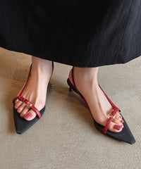 Red Splicing Kitten Sandals Pointed Toe Peep Toe