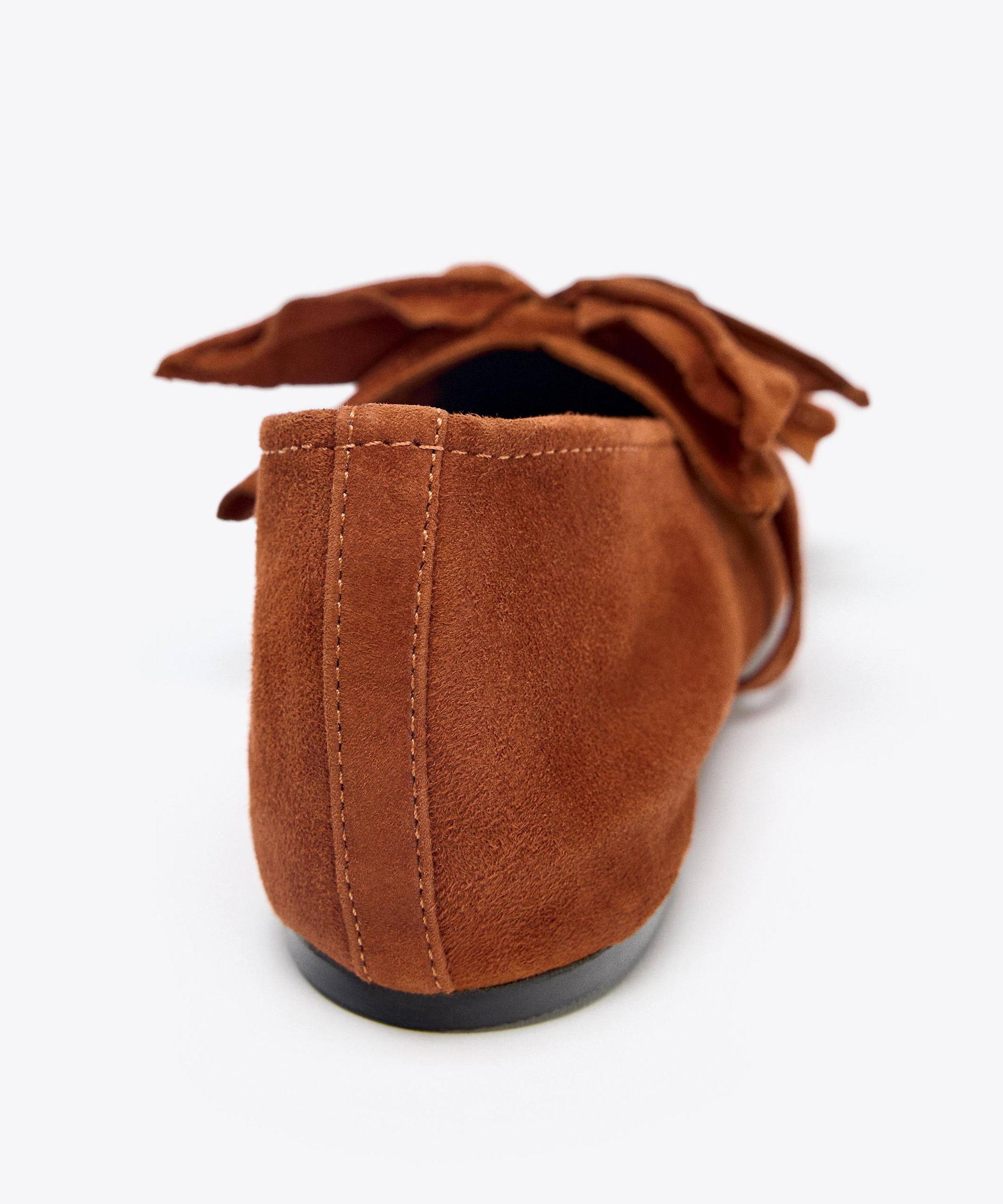 French Orange Suede Splicing Floral Flats