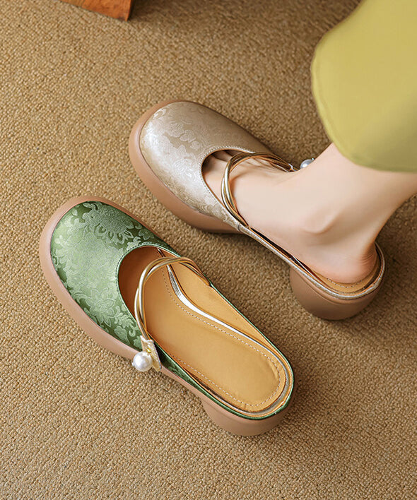 Comfy Apricot Chunky Heel Slide Sandals