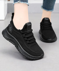 Pink Lace Up Splicing Breathable Mesh Flat Sport Shoes