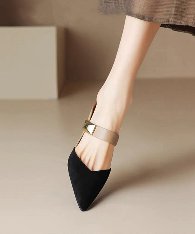 Summer Apricot Pointed Rivet Wedge Heels Slide Sandals