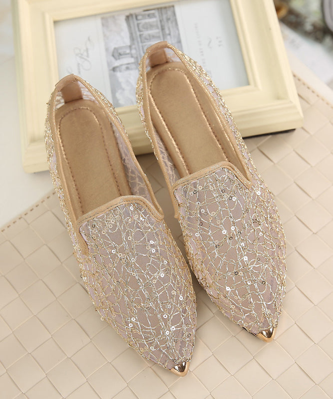 Blue Breathable Hollow out Flat Shoes Pointed Toe
