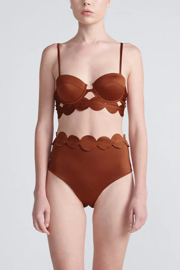 Sling Cutout High-waisted Stretch Bikini Swimsuit