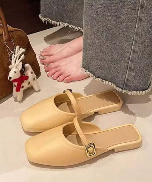 Black Comfortable Splicing Faux Leather Slide Sandals