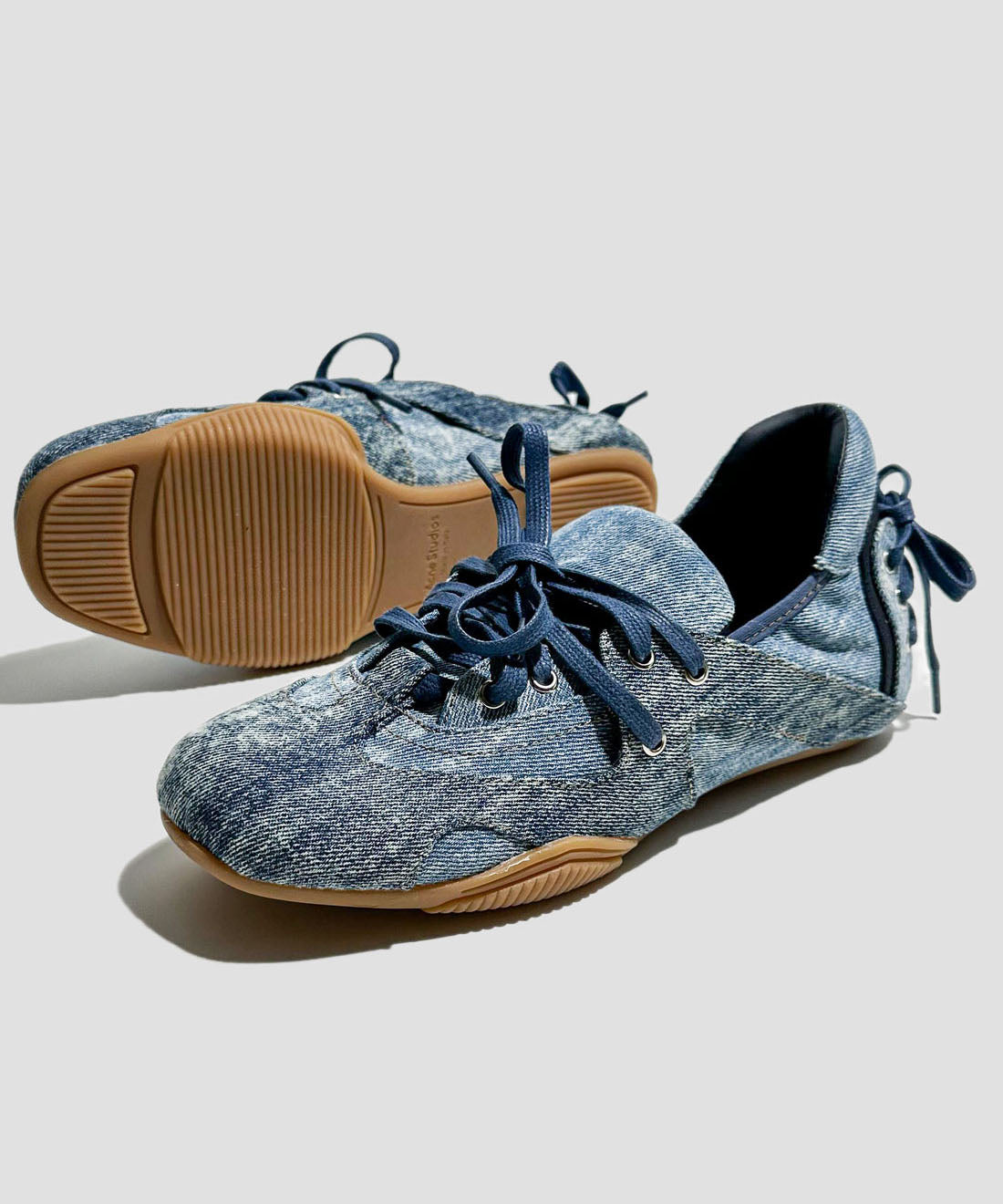 Stylish Blue Lace Up Splicing Denim Flat Feet Shoes